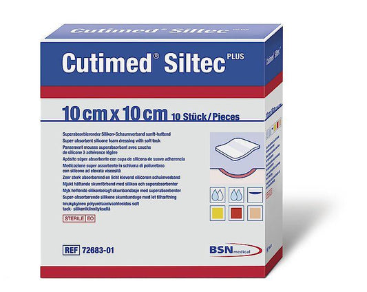 Cutimed Siltec Plus, White, 10cm X 10cm. - Box Of 5