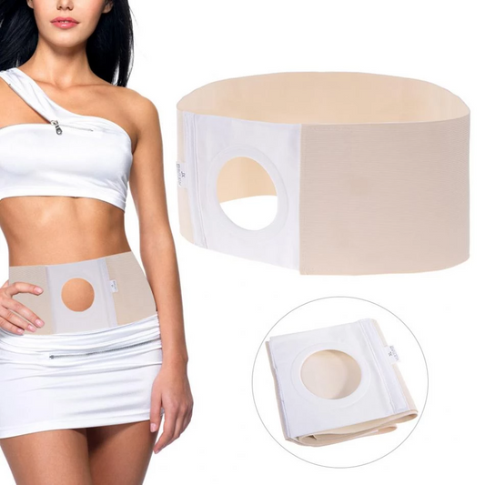 Binder 6" Ostomy W/ Pad, 3" Hole White Large - Ea/1