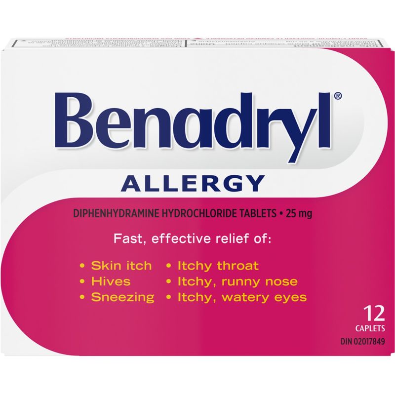 Benadryl® Allergy 25mg Diphenhydramine (Box 12 Caplets)