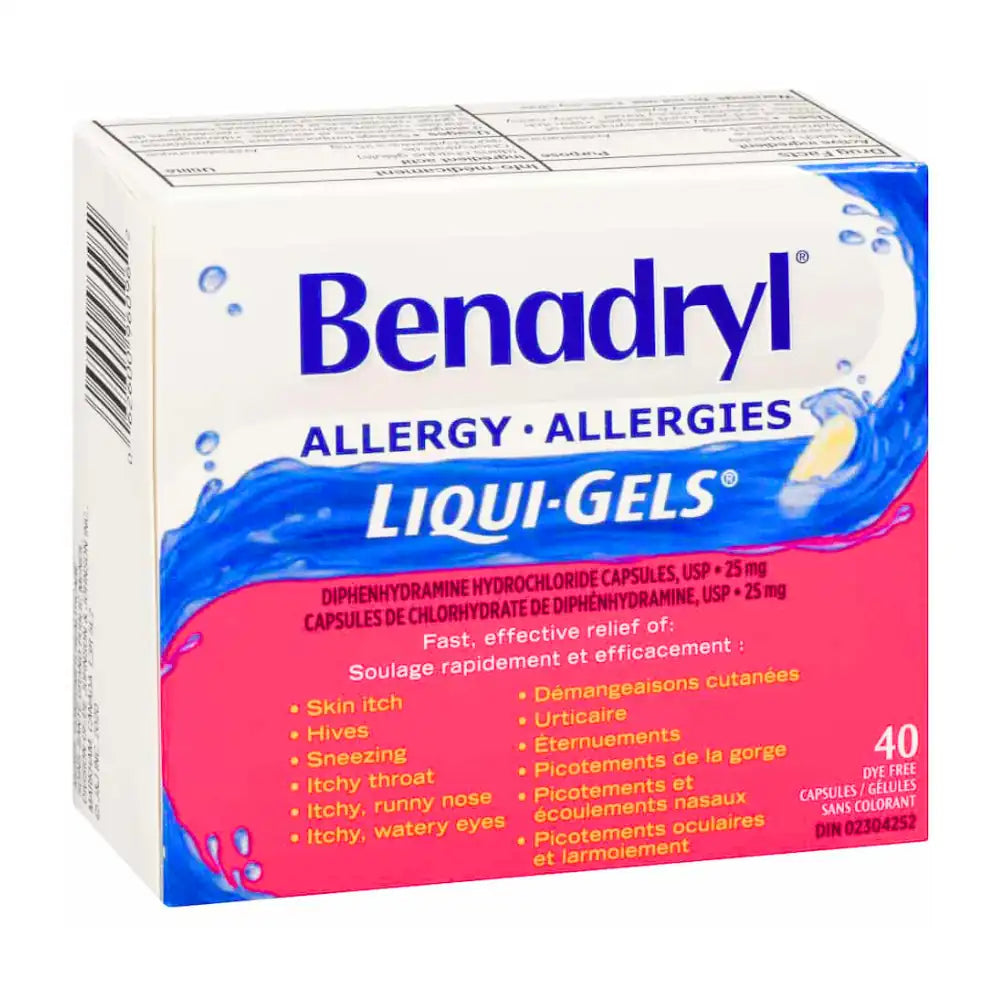 Benadryl Allergy 40 capsules for itch sneezing congestion