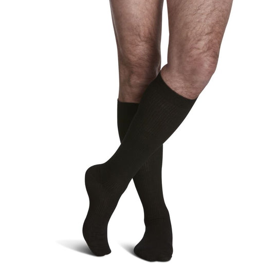 Sigvaris Casual Cotton Men's Stockings, 15-20mmHg, Size C, Black (Per Pair)