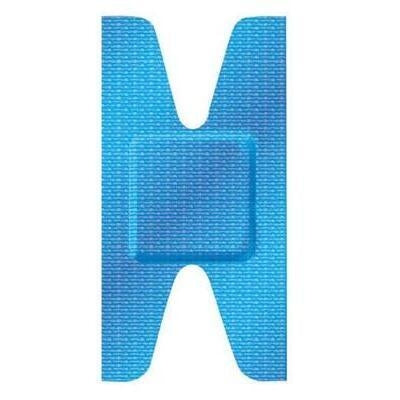 Blue Metal Detectable Adhesive Bandages, Flexible Fabric, Knuckle, 1 ½" x 3" (Box 50 pcs)
