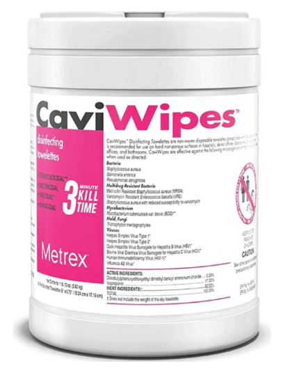 CAVI WIPES, 6 X 7, WHITE, 160/CANISTER