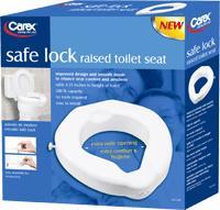 Carex Safe Lock Raised Toilet Seat, 4 1/4" Height, 500lbs Weight Capacity - Ea/1
