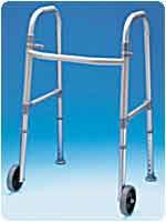Cs/2 Fixed Wheel Dual Paddle Adult Folding Walker W/ Glides (Non-Returnable)