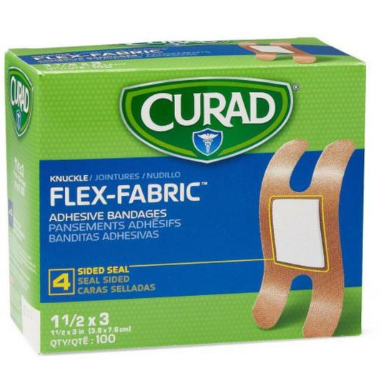 CURAD® Flex-Fabric™ Adhesive Bandages, 1 ½" x 3'' - Knuckle (Box 100 pcs)