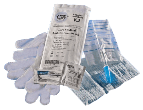 Cure Cath Insertion Kit, Bzk Wipe, Gloves, Underpad & Collection Bag W/ Connector - Ea/1