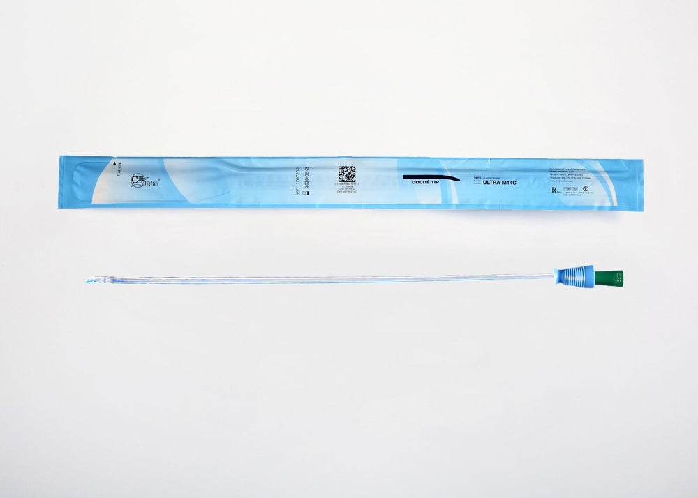 Cure Intermittent Male Cath 16" Pre-Lubricated Coude Tip 14fr - Box Of 30