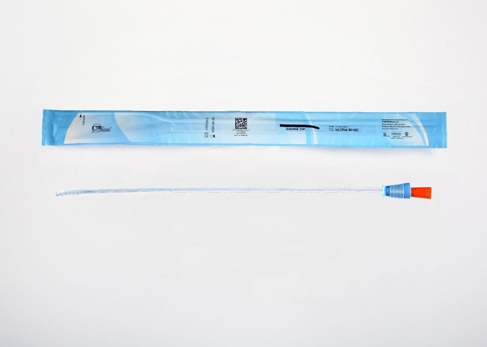 Cure Intermittent Male Cath 16" Pre-Lubricated Coude Tip 16fr - Box Of 30