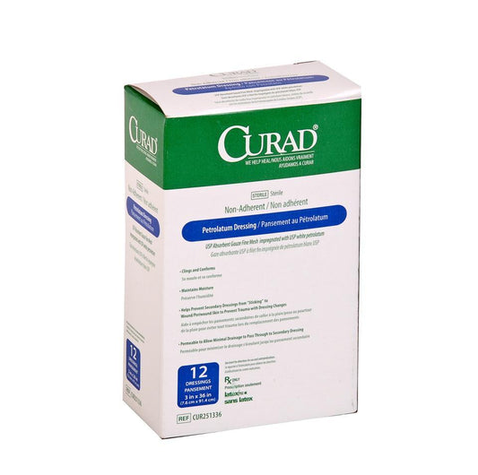 Curad Petrolatum Gauze Dressing 1in X 8in - Box Of 50