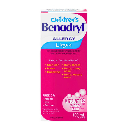 Children's Benadryl Allergy Liquid Bubble Gum 100ml (Per Each)