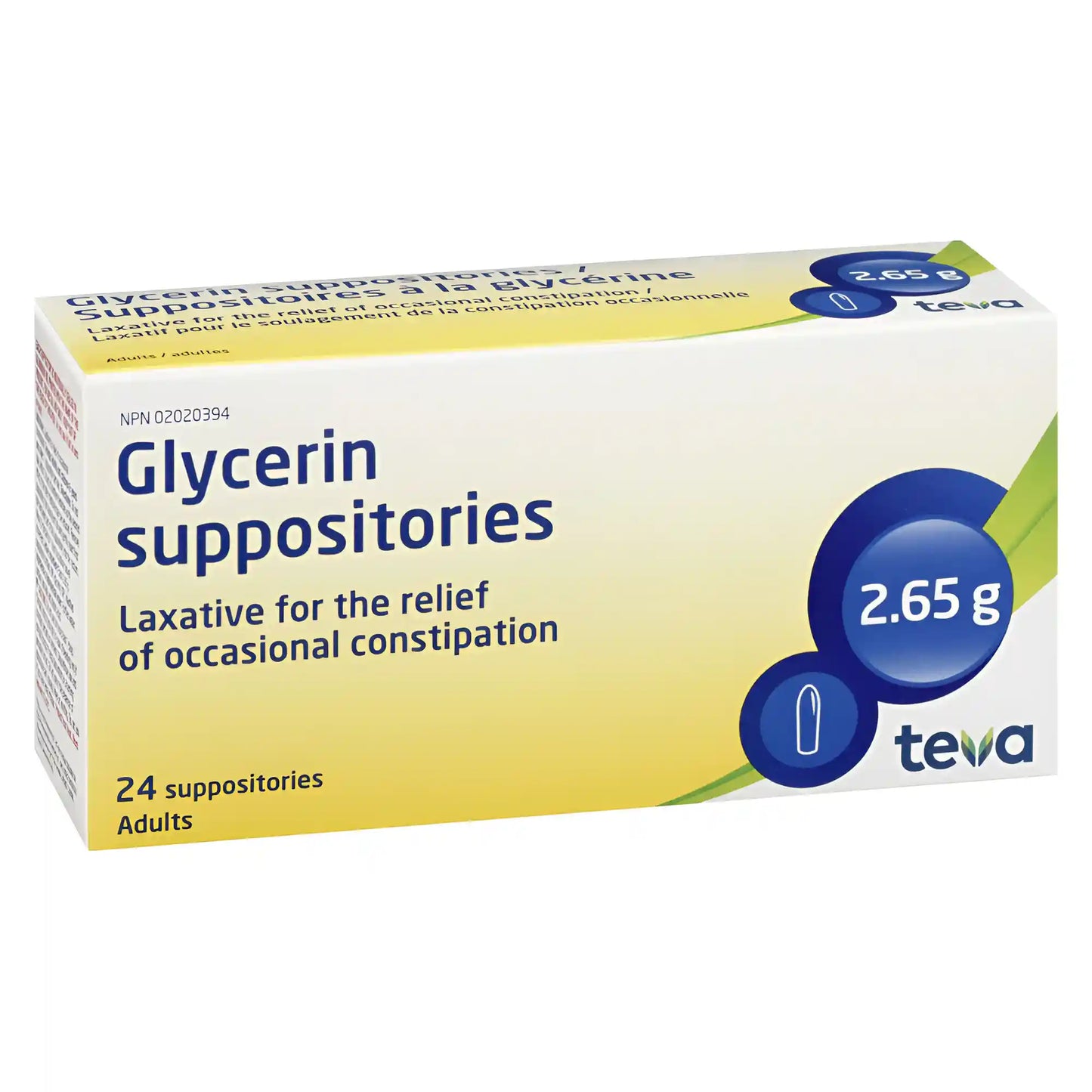 Teva Glycerin Suppositories Adults 2.65g (Box 24 Units)