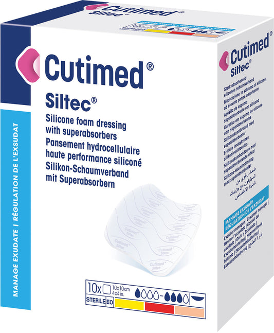 Cutimed Siltec Plus, White, 10cm X 10cm. - Box Of 10