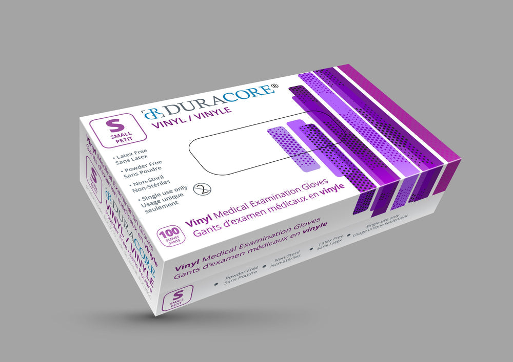 Bx/100 Duracore Vinyl Examination Gloves, Non Powdered, Small (All Sales Final /Non Returnable)