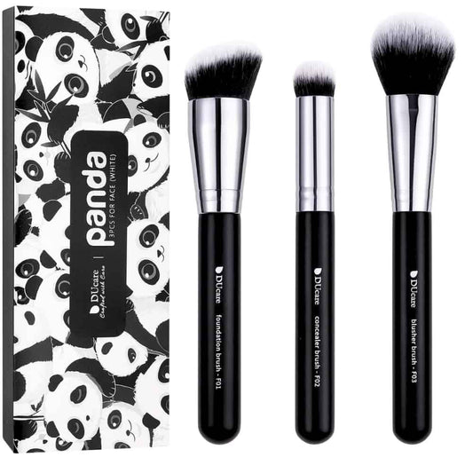 DUcare Makeup Kabuki Brushes 3Pcs Foundation Contour Brush Concealer Brush Blusher Brush Face Blush Bronzer Travel Buffing Stippling
