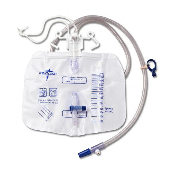 Medline® Urinary Drainage Bag, 2000 mL, Anti-Reflux Tower with Slide-Tap