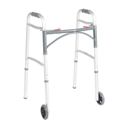 Drive® Deluxe Folding Walker, 2 Button w/5" Wheels, Adult