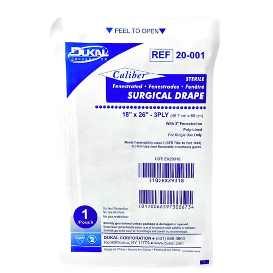 Drape Dukal 3in. Fenestrated Sterile 18in.x 26in White 50 Box