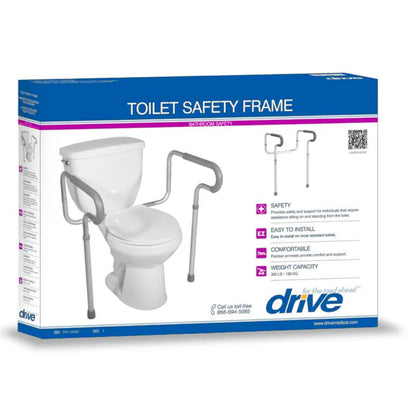 Drive Medical Toilet Safety Frame with Padded Armrests.