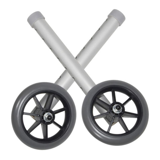 Drive® Universal Walker Wheels, Silver & Gray, 5" (Per Pair)