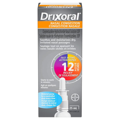 Drixoral Nasal Congestion Spray Soothes and Moisturizes Dry and Irritated Nasal Passages 25ml
