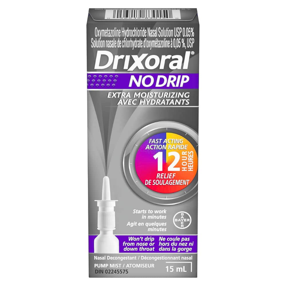 Drixoral No Drip Extra Moisture Spray Soothes and Moisturizes Dry and Irritated Nasal Passages 15m
