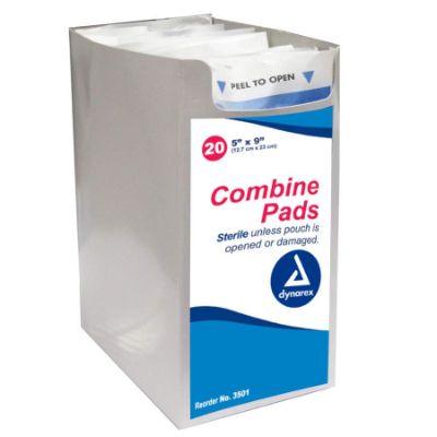 Dynarex® Combine Pads, Sterile, 5" x 9" (Box 20 pcs)