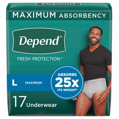 FIT FLEX Incontinence Underwear for Men Maximum Absorbency Large.