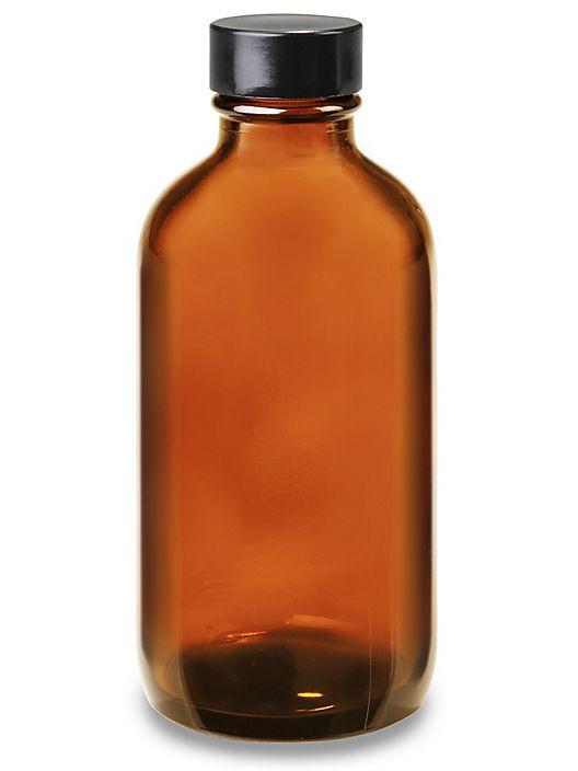 Cs/24  Boston Round Glass Amber Bottles, 4Oz