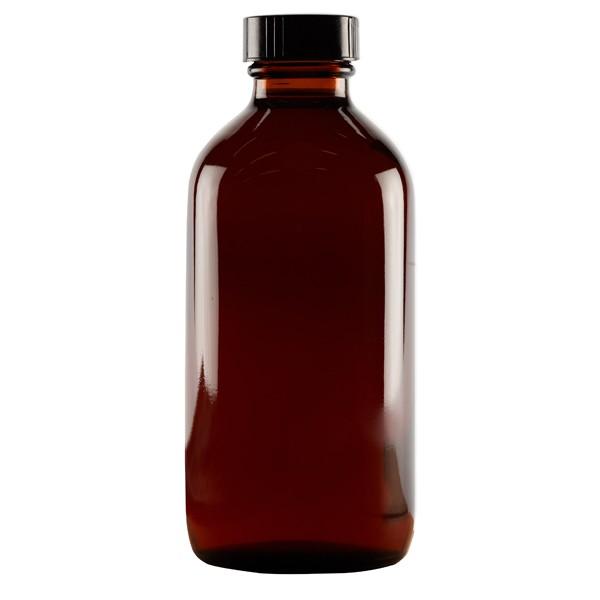 Cs/24  Boston Round Glass Amber Bottles, 8Oz (236Ml)