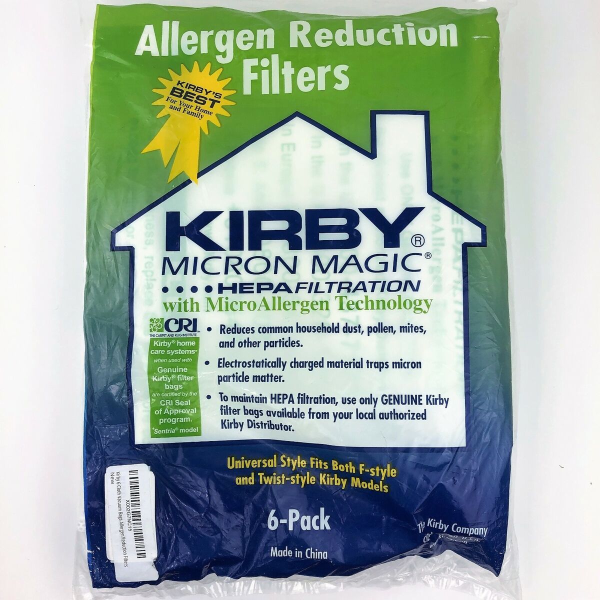 Genuine Kirby Style F or G Vacuum Bags Micron Magic Sentria Vac Cloth HEPA Type [6 Cloth HEPA Bags]