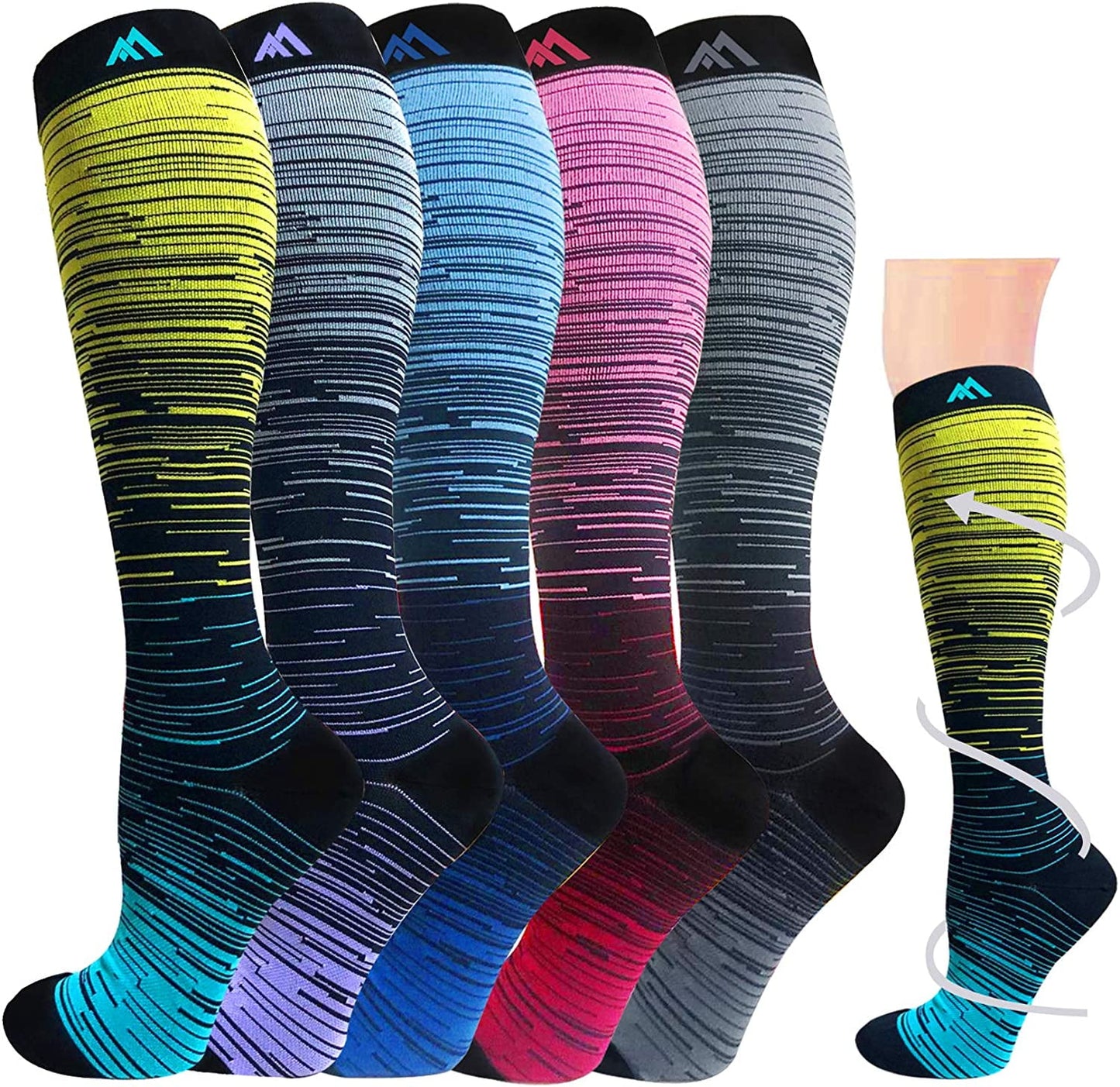 Graduated Medical Compression Socks for Women&amp;Men 20-30mmhg Knee High Sock Multicoloured 1 Small-Medium NEW