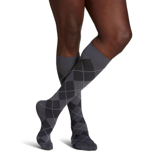 Sigvaris Microfiber Shades Men's Stockings, 15-20mmHg, Size C, Graphite Argyle (Per Pair)