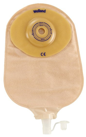 Premier One-Piece Urostomy Pouch, Pre-Cut Stoma Opening up to 1-1/2" (38mm), Beige 9" (23cm) - Box of 5