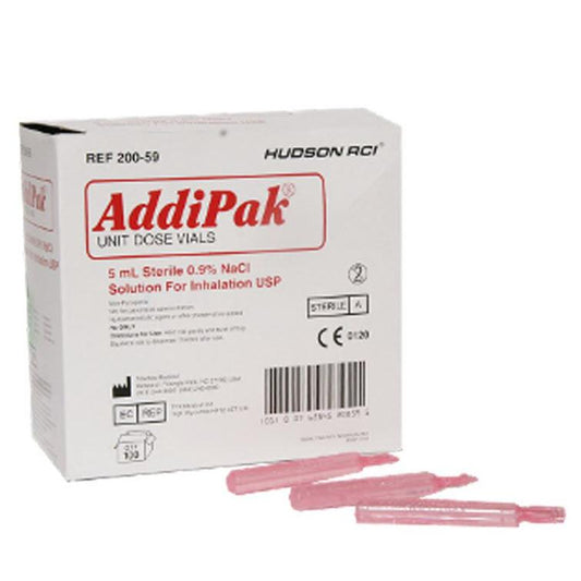 Bx/100  Addipak Saline Sodium Chloride Solution Unit Dose 5Ml Red