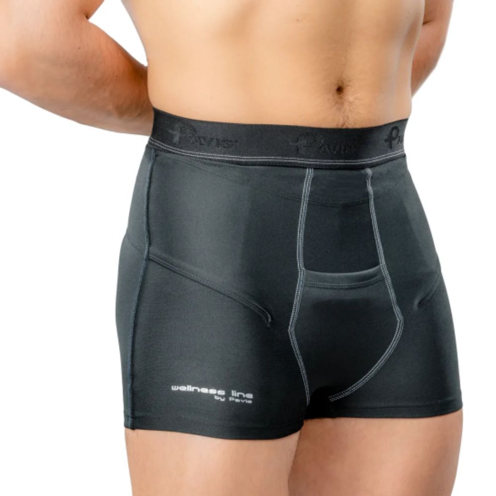 Hernia Boxer Brief, Black, Medium