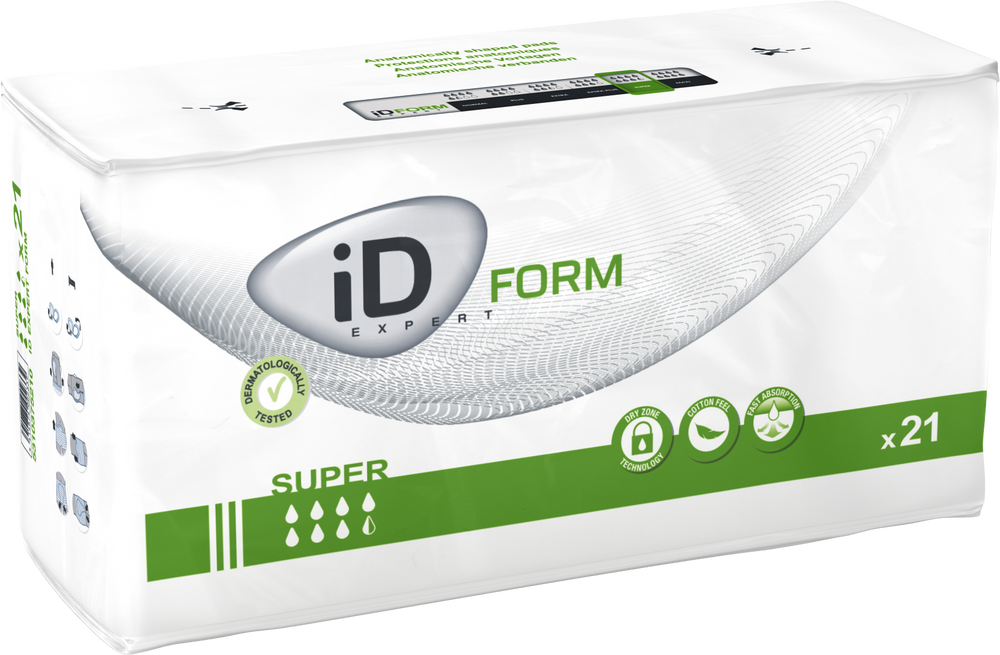 Cs/4 (21/Pkg) Id Form Super Shaped Pads, 2 Piece System, Size 3, 3200 Ml Absorbency