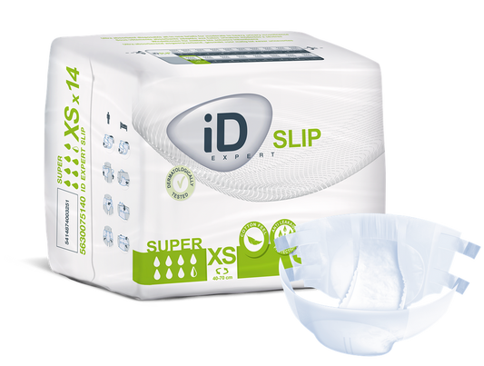 Cs/12 (14/Pkg) Id Slip Super, X-Small, (16"-28"), 1550 Ml Absorbency.