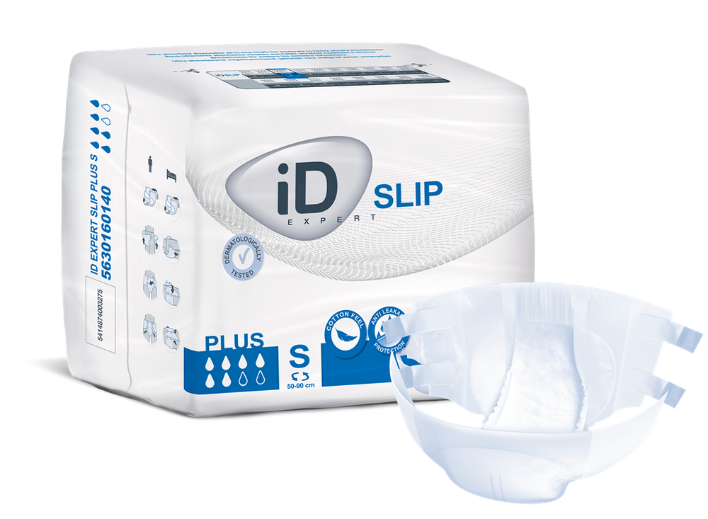 Cs/4 (14/Pkg) Id Slip Plus Small, (19"-35"), 1800Ml Absorbency.