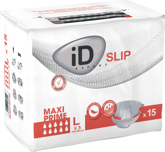 Cs/3 (15/Pkg) Id Slip Tbs Maxi Prime, Large, (45"-61"), 4880 Ml Absorbency.