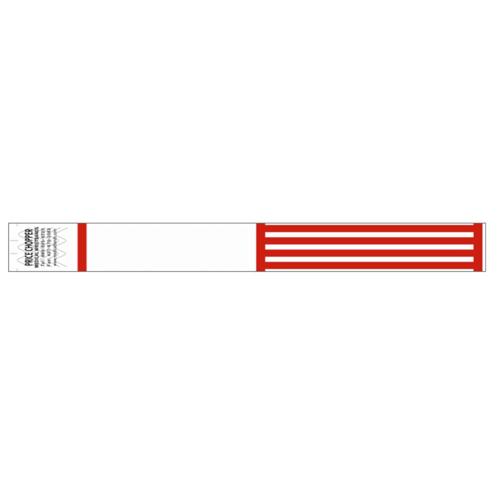 ID Band 2000 Series, Write-On, Tyvek, 1", Red Stripes