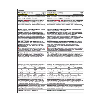 Infants’ medicine fever pain drops grape flavor