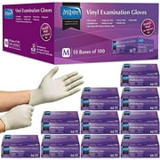 Inspire Stretch Vinyl Exam Gloves THE ORIGINAL Quality Vinyl Gloves Disposable Latex Free Medical Gloves Cleaning Gloves 10 Packs of 100 Medium