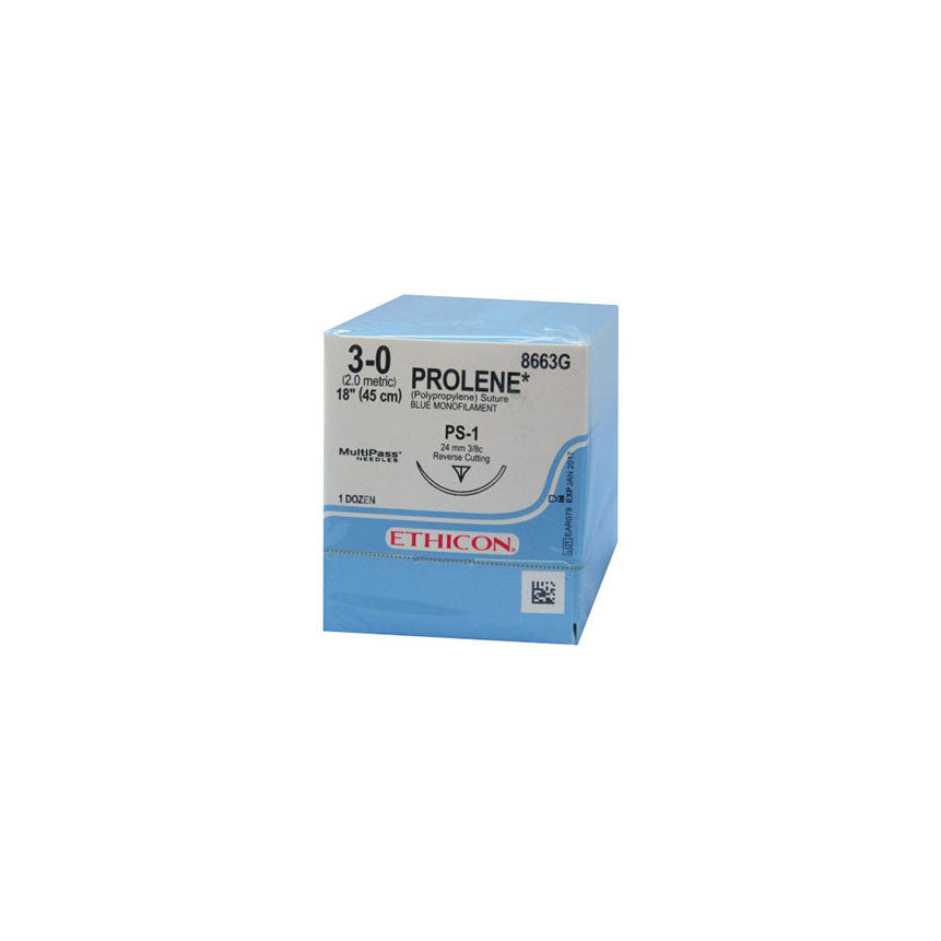 BX/12 PROLENE NON ABSORBABLE SUTURE, POLYPROPYLENE SIZE 6-0 16MM PS-3 PRIME REVERSE CUTTING