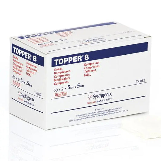 Bx/120 Topper 8 Swabs (4 Ply, Sterile) 5Cm X 5Cm