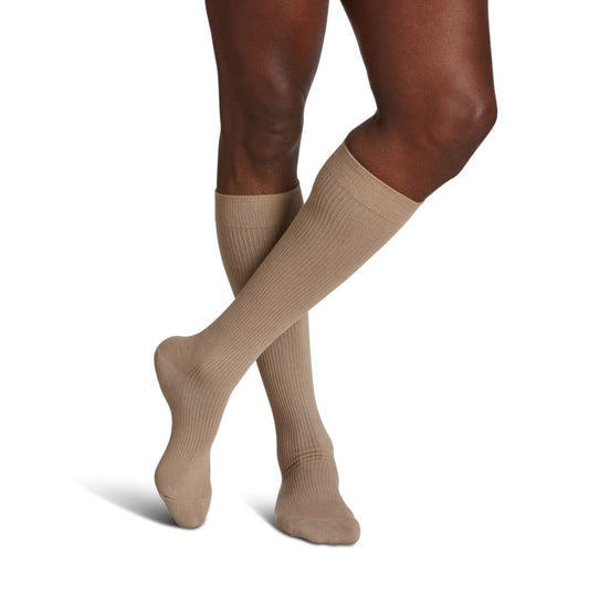 Sigvaris Casual Cotton Men's Stockings, 15-20mmHg, Size A, Khaki (Per Pair)