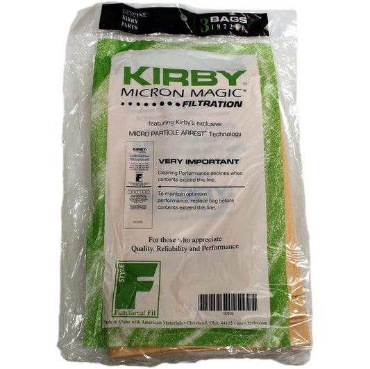 Kirby Vacuum Bags Micron Magic 3 Pack OEM # 197208SW + 3 Free Kirby BeltS