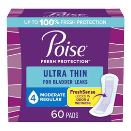 Poise Ultra Thin Incontinence & Postpartum Pads - Moderate Absorbency - 60 Count