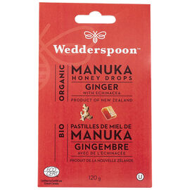 Wedderspoon Organic Manuka Honey Drops- Ginger with Echinacea - 120g