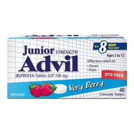 Advil Junior Strength Fever and Pain Chewable Tablets - Very Berry - 40s